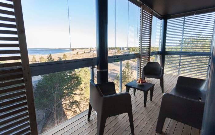 Výhled z terasy apartmánů Kalajoki u moře