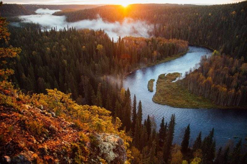 Národní park Oulanka v Kuusamu na podzim.