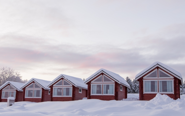 Panoramatická chatka v zimě