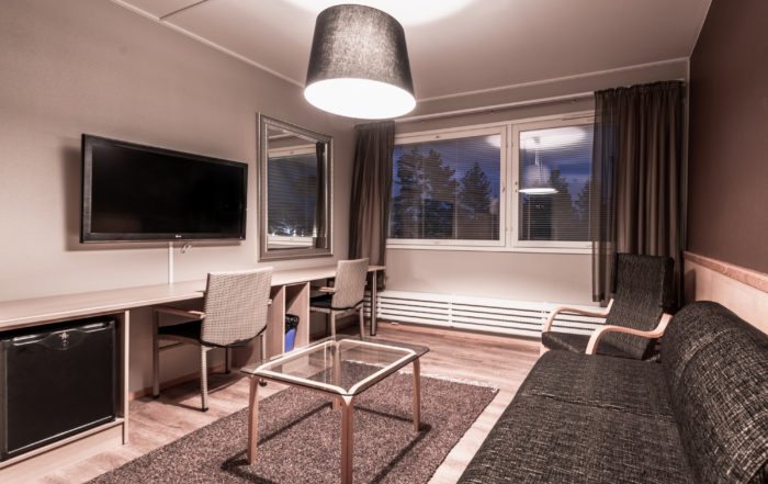 Apartmá Junior nabízí více prostoru v podobě odděleného obývacího pokoje a ložnice.